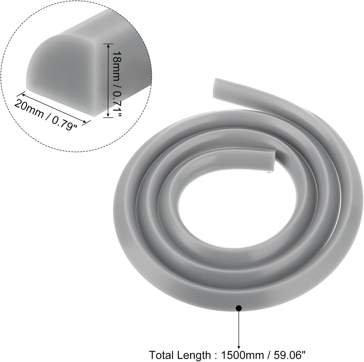 uxcell Flexible Molding Trim, 59 Inch Flexible Quarter Round Molding Silicone Peel and Stick Trim Self Adhesive Shower Water Barrier for Corner Decor Bathroom Kitchen, Grey