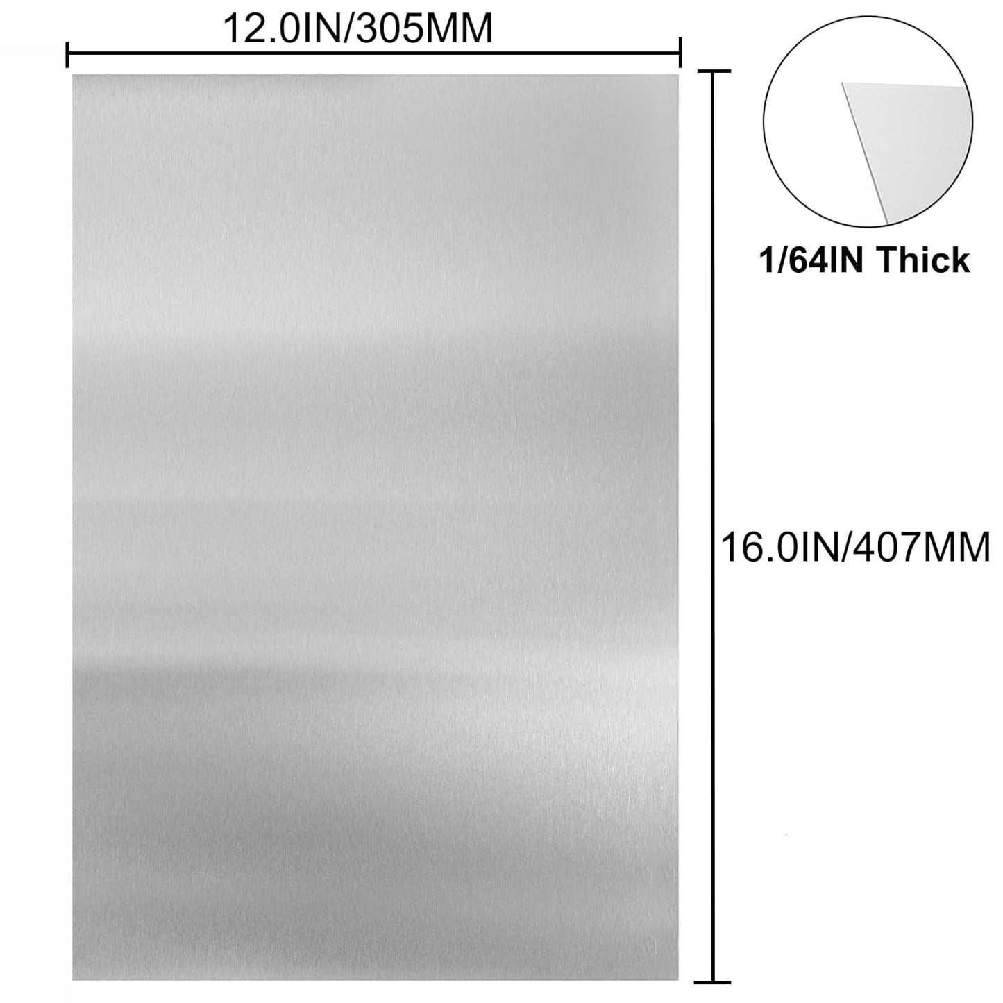 304 Stainless Steel Sheets Metal 12" x 16" x 1/64" (0.50MM) Inch 304 Stainless Steel Plates 24 Gauge Stainless Steel Shim Stock Plates Metal Sheets for Crafting, Stovetop, Snow Frosted Surface