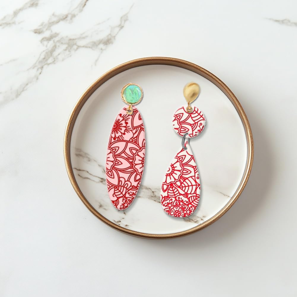 CHGCRAFT Abstract Flowers Geometric Flowers Silicone Texture Stamp Polymer Clay Molds DIY Clay Texture Tools for Clay Pottery Earring Jewelry Making Stamp Engraving Machines, Flower, 5.5x5.5inch