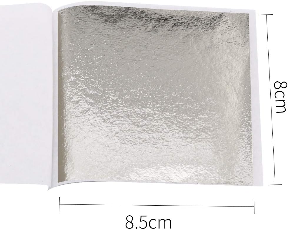KINNO Gold Leaf Sheets for Art, 100 Sheets Light Champagne Silver Foil Multipurpose for Home, Wall, Frame, Ceiling, Furniture Decoration, 3.15 by 3.35 Inches