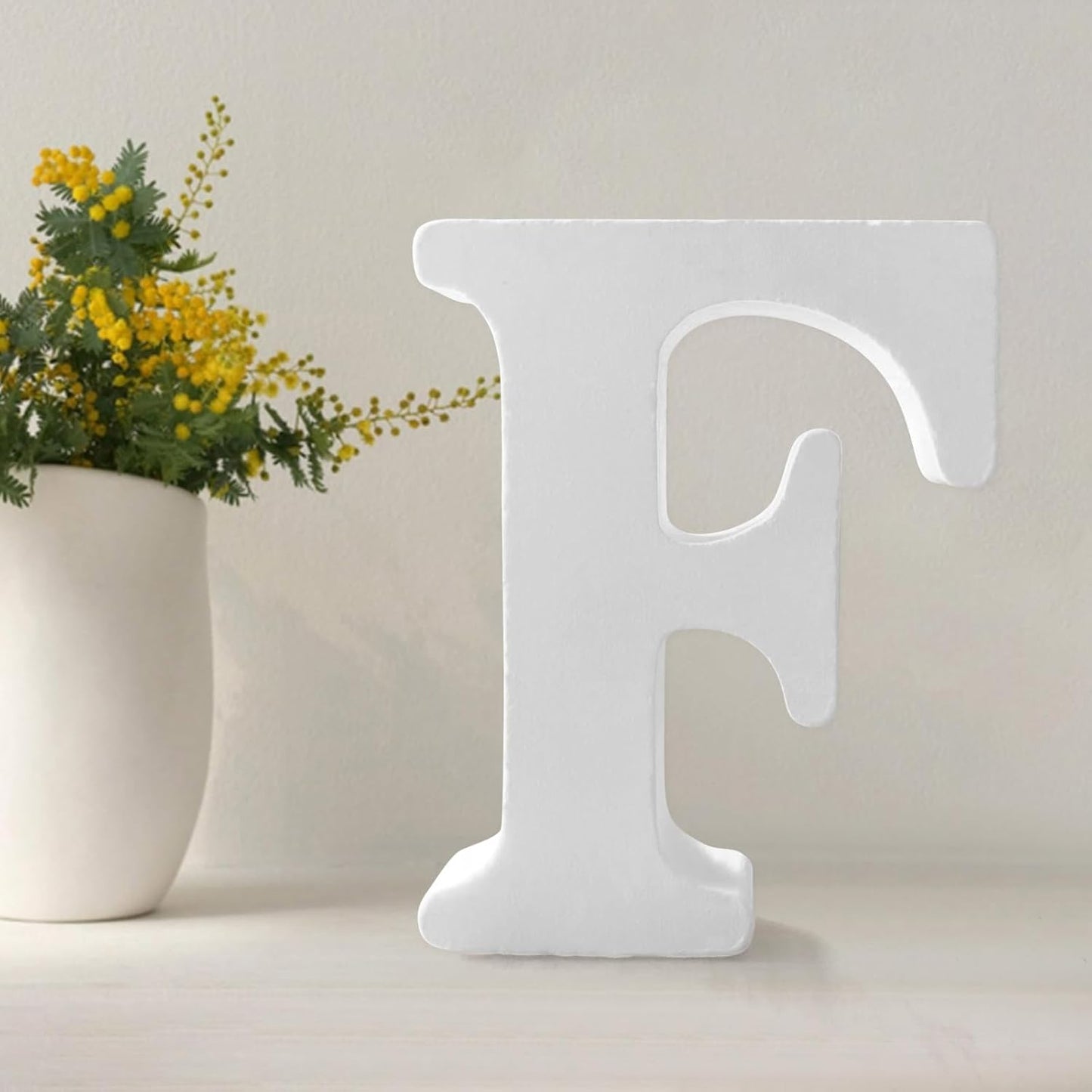 Wood Letters 4.3 Inch, White Unfinished Wood Letters for Graft, Wooden Letters for Wall Decor, Standing Letters for Bedroom, Home, Birthday, Party, DIY Graft (F)