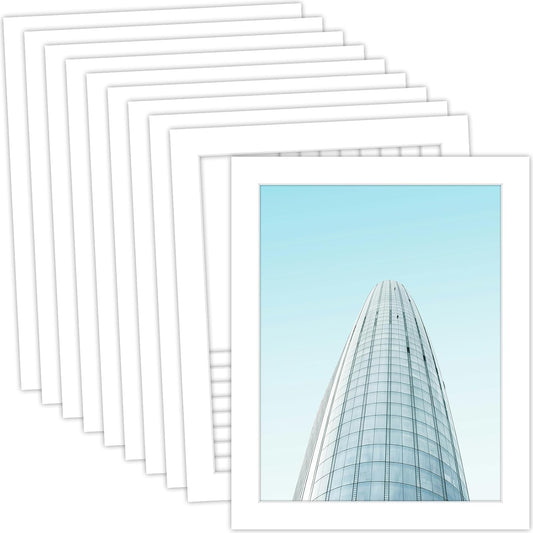 MBC Mat Board Center, 10 Pack 8x10 for 7x9 White Picture Mats Frame Mattes, Bevel Cut, Acid Free, 4-ply Thickness