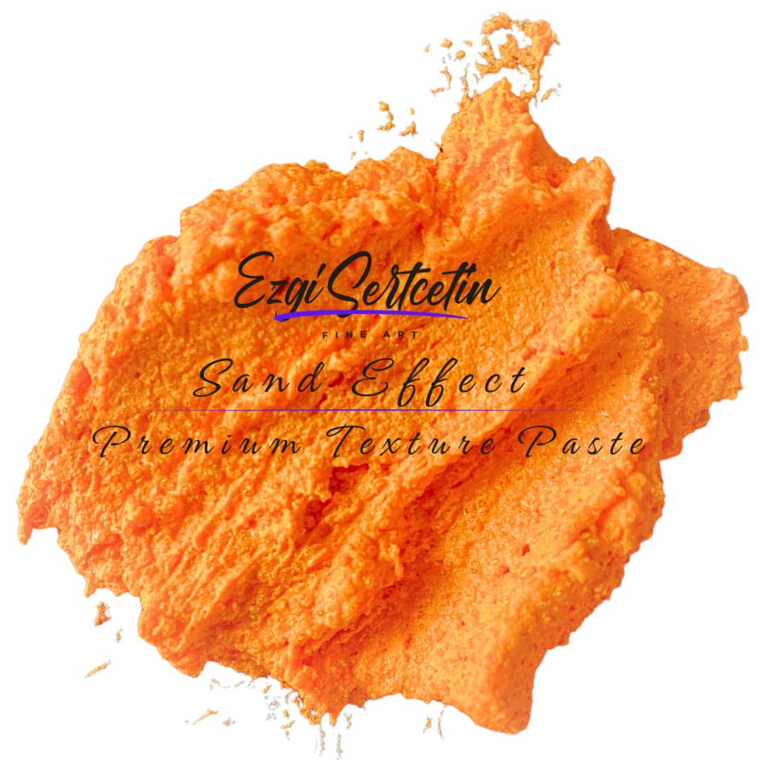 Premium Sand Effect Texture Paste | 6oz by Volume | Unique Metallic Colors | Excellent Sand Texture Effect | by Ezgi Sertcetin (Metallic Clementine Orange)