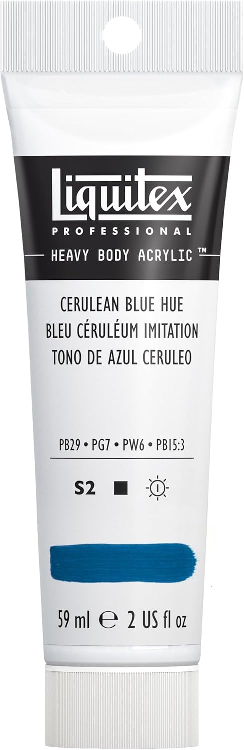 Liquitex Professional Heavy Body Acrylic Paint, 2-oz (59ml) Tube, Cerulean Blue Hue