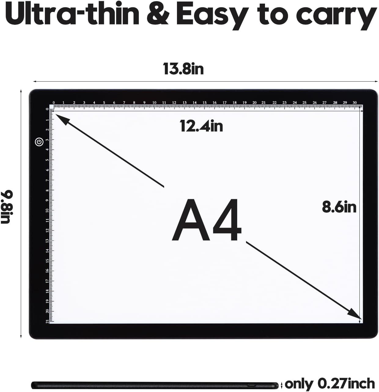 LUXJOYFUL A4 LED Tracing Light Box Board, Ultra-Thin Stepless Diamond Painting Light Board, Lightbox for Tracing and Drawing, Vinyl Weeding, Artist, Tattoo