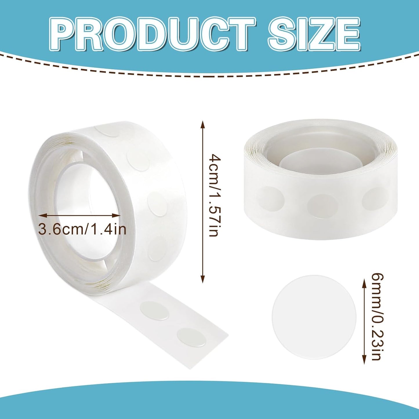 UPINS Glue Points Dots, 800Pcs Balloon Glue Adhesive Dots Double Sided Removable Glue Tape Dots for Balloons Crafts Decoration, 6 mm