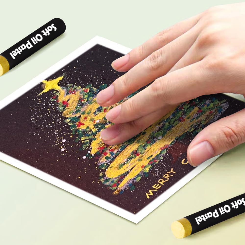 Mifuner Soft Oil Pastels Set (5 Sticks), Single Colors Heavy Oil Pastels Vibrant and Creamy,Pastel Art Supplies for Artists,Gallery Oil Painting Stick,Beginners,Adult Art Drawing Gold