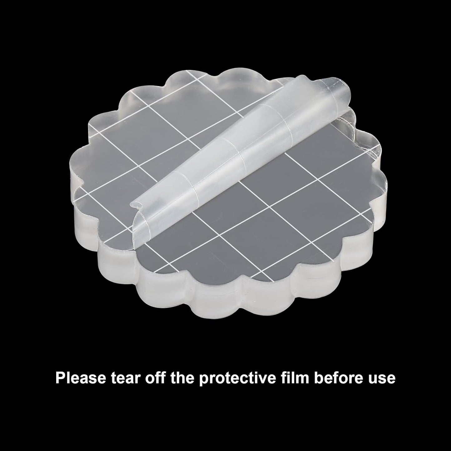 PATIKIL 1.6" Acrylic Stamp Block, 6Pcs Clear Stamping Block with Grid Lines Decorative Mounting Blocks Round for Scrapbooking DIY Crafts Card Making