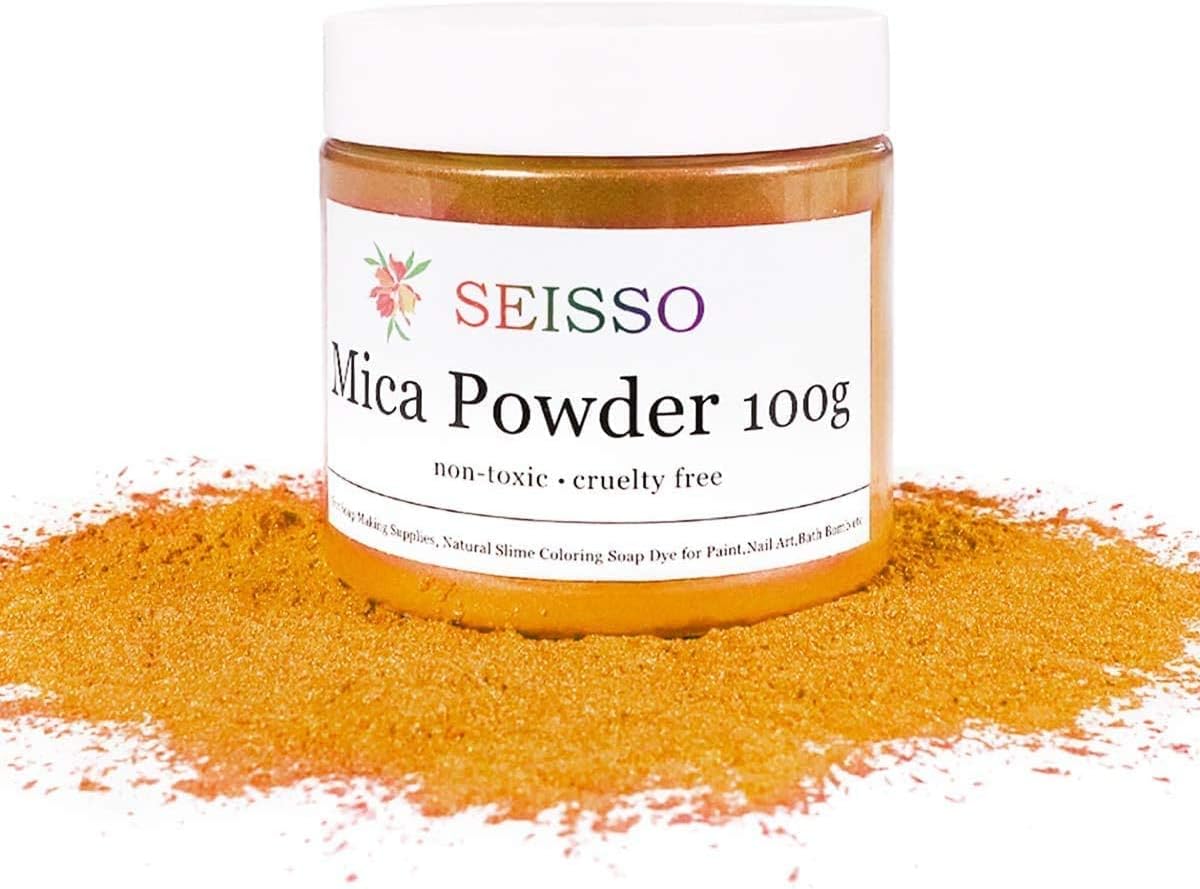 Gold Mica Powder for Epoxy Resin 3.5 oz /100g Powdered Pigment for Soap Colorant Bath Bomb Dye, Cosmetic Grade for Lip Gloss, Acrylic Nails Polish, Craft Projects