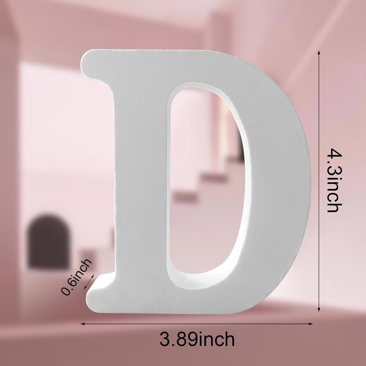 Wood Letters 4.3 Inch, White Unfinished Wood Letters for Graft, Wooden Letters for Wall Decor, Standing Letters for Bedroom, Home, Birthday, Party, DIY Graft (D)