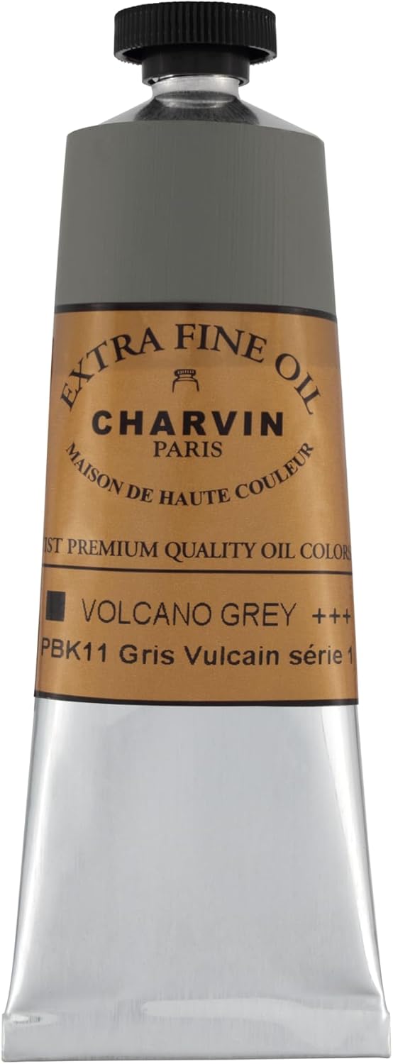 Charvin Extra Fine Oil Paint, Vulcain Grey 60 mL - Triple-Milled, Rich Texture, Poppy Oil-Based, Light-Fast, Handmade, Archival Quality