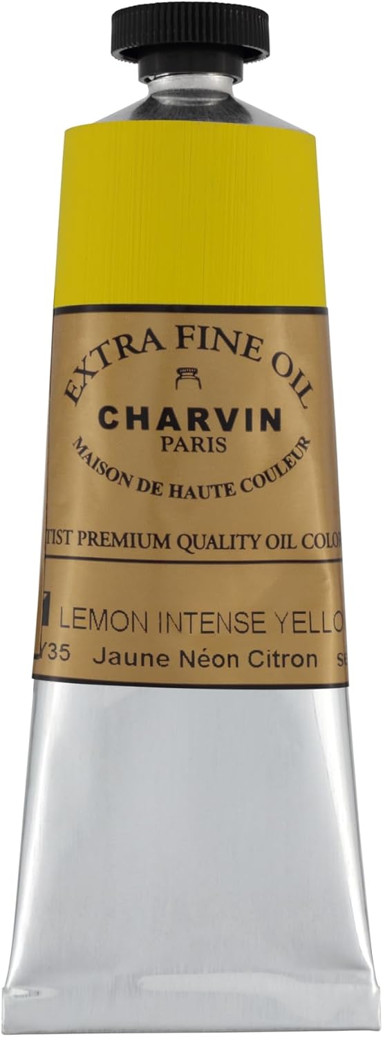 Charvin Extra Fine Oil Paint, Intense Lemon Yellow 60 ml - Triple-Milled, Rich Texture, Poppy Oil-Based, Light-Fast, Handmade, Archival Quality
