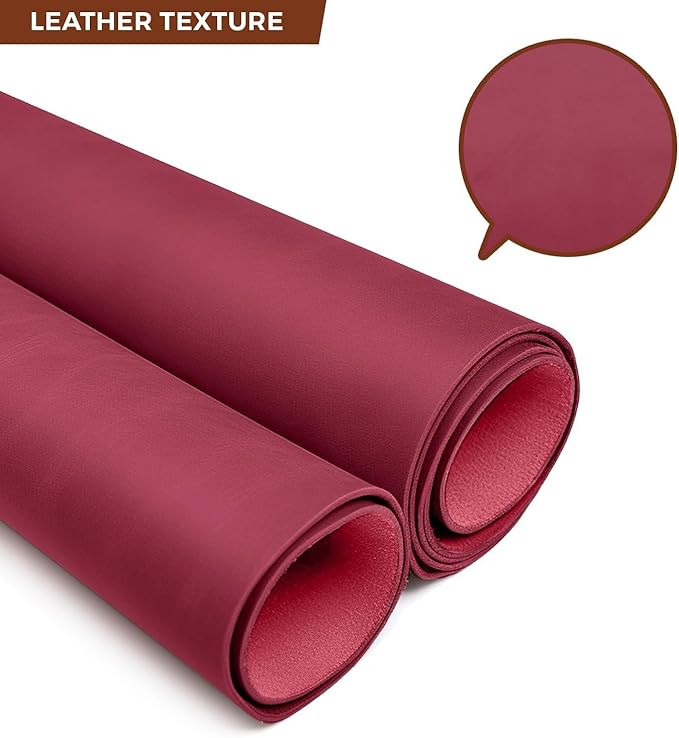 Tooling Leather Full Grain Sheets Genuine Cowhide Leather 1.8mm-2.0mm Thick Square Piece for Sewing Hobby, Crafting Leather Work Maroon 12"x12"