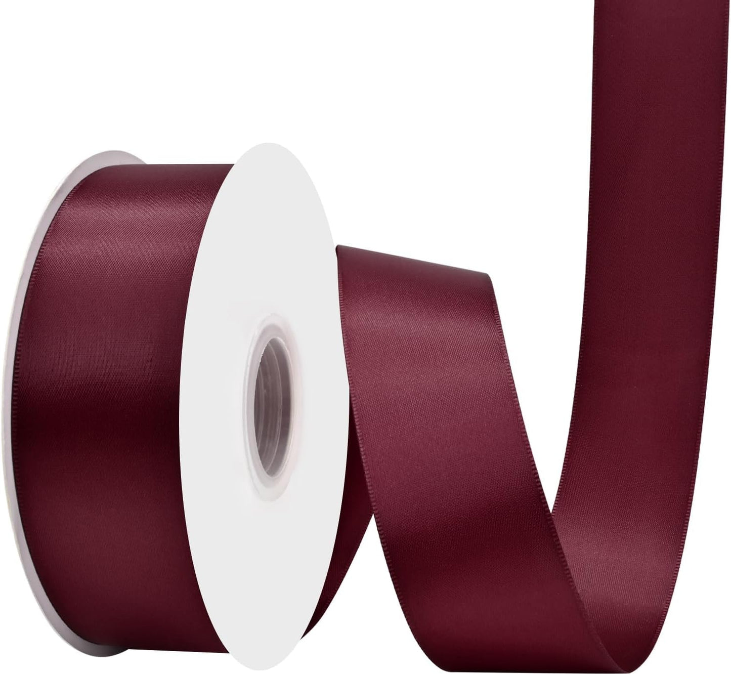 Wine Red Satin Ribbon 1-1/2" X 50 Yards Solid Color Double Faced Ribbons Perfect for Crafts Wedding Decor Bow Making Arts Sewing and More