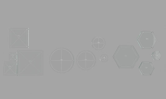Hexagon, Circle, and Square Acrylic Quilting Templates - 12 Pieces with 4", 3", 2", 1" Sizes - 1/4" Seam Allowance - Durable Clear Acrylic for Quilting, Patchwork, Sewing, & DIY Projects