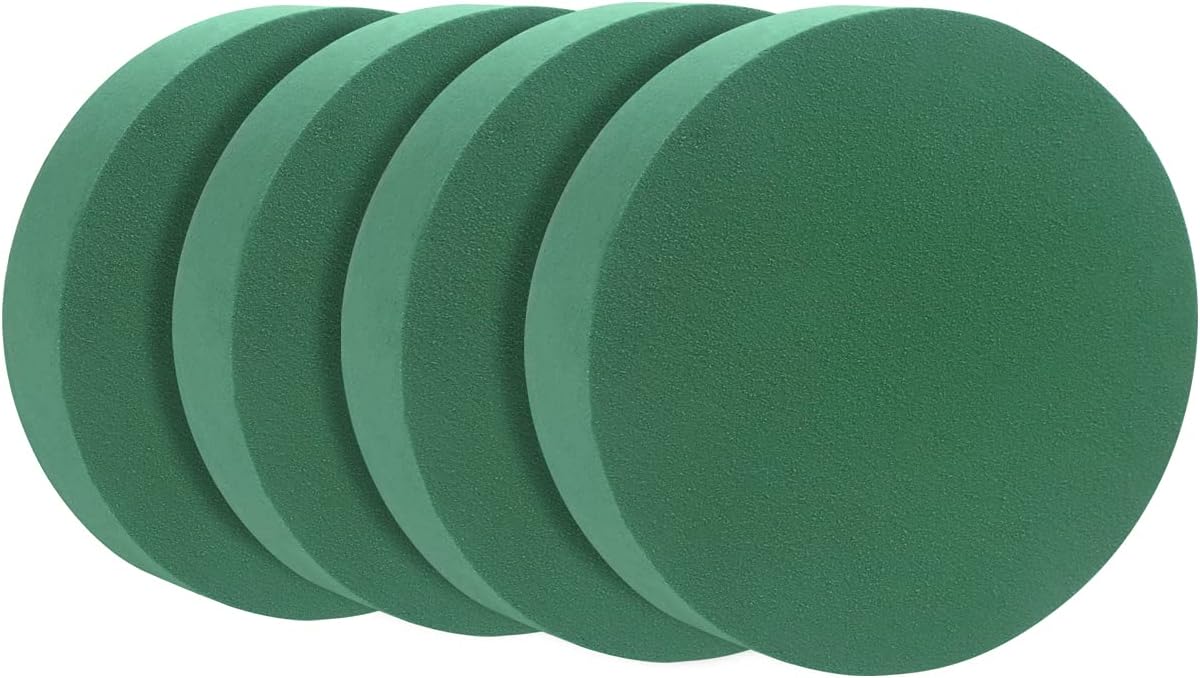 LOMIMOS 6'' Premium Round Floral Foam,Green Wet Foam Blocks for Floral Arrangements Decorations Flower Arrgement DIY Craft,Pack of 4