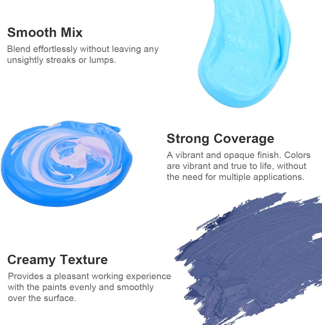 AUREUO Marine Acrylic Paint Set - 8 Ocean Blue Colors 0.71 Fl Oz / 21ml Tubes Aqua Tone Art Paints for Crafts Seascapes, Non-Toxic, Lightfast, High Pigment Artist Paints