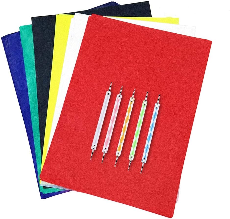 120pcs A4 Transfer Paper with 5pcs Embossing Stylus,Tracing Paper Copy Paper Carbon Water-Soluble Transfer Paper for Transfer Pattern on Fabric,Wood,Cross Stitch Cloth,Paper, Hand Painting