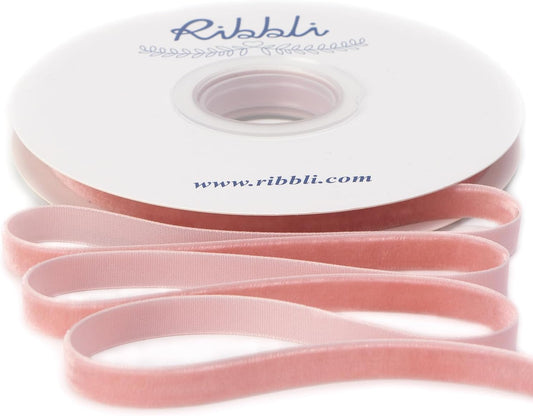 Ribbli Rose Gold Velvet Ribbon 3/8 Inches Continuous10 Yard Spool Dusty Pink Christmas Ribbon for Gift Wrapping Crafts Home Decor