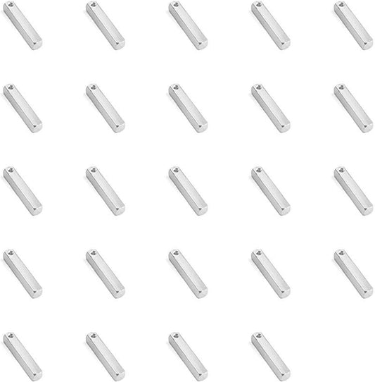 ImpressArt - Premium Metal Stamping Rectangle Blanks for Metal Stamping and Jewelry Making (24 Pack) (1 1/2" x 1/4" 3D Rectangle, Aluminum)