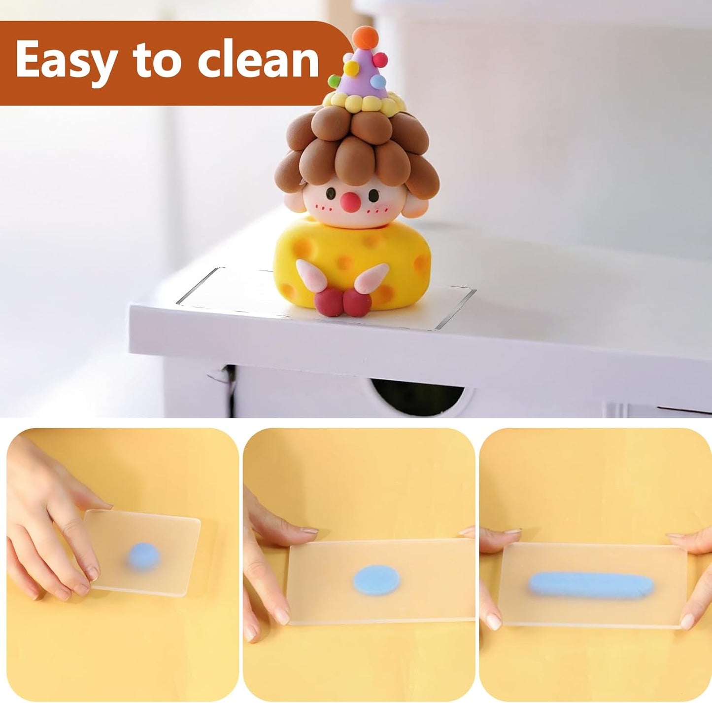 15 PCS Basic Polymer Clay Tools, Dotting Tools, Clay Sculpting Tools Acrylic Roller Pin, Clear Rectangle Sheet Press Board, Double-Ended Pottery Carving Set for Beginner