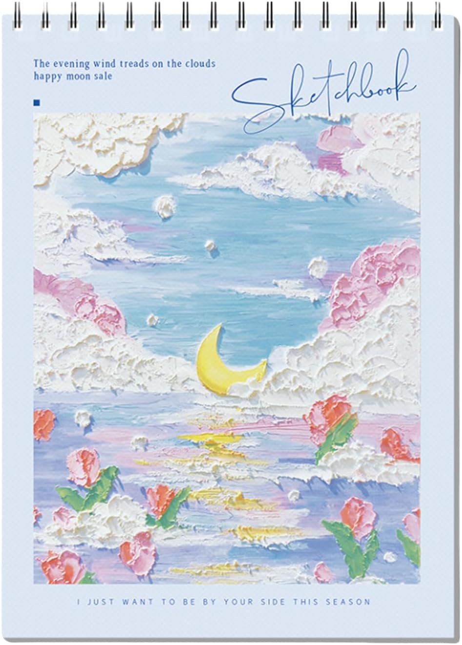 Cute Sketchbook with Blue Cover 8 x 11.5 - Sketchbook for Drawing Spiral Bound, 45 Sheets (90 Pages) 68lb/100gsm - Acid-Free Sketch Pad for Teens, Adults, Artists, Sketch Book for Kids Ages (Blue)