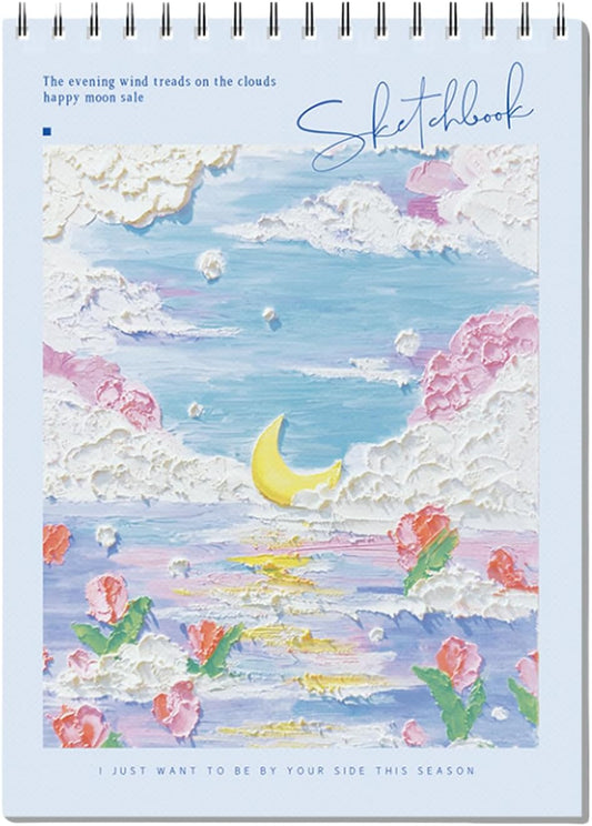 Cute Sketchbook with Blue Cover 8 x 11.5 - Sketchbook for Drawing Spiral Bound, 45 Sheets (90 Pages) 68lb/100gsm - Acid-Free Sketch Pad for Teens, Adults, Artists, Sketch Book for Kids Ages (Blue)