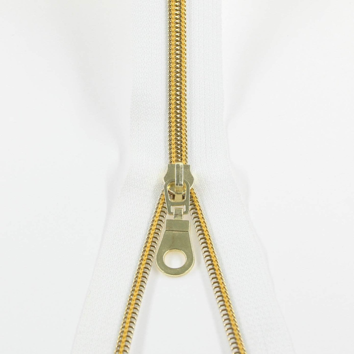 Leekayer White Nylon Zipper #5 Gold Metallic Nylon Coil Teeth Zipper by The Yards Bulk 10 Yards Tape with 25pcs Gold Sliders for DIY Sewing Tailor Craft Bag(White)