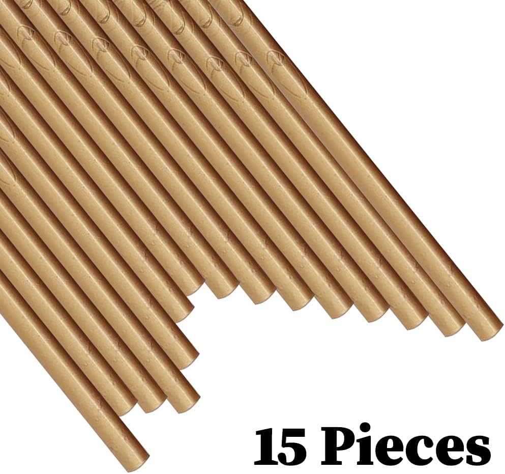 Wax Seal Sticks, Afobby 15 Pieces Glue Gun Sealing Wax Sticks for Wax Seal Stamp, Brown Wax Sealing Sticks for Wedding Invitations, Cards, Envelopes