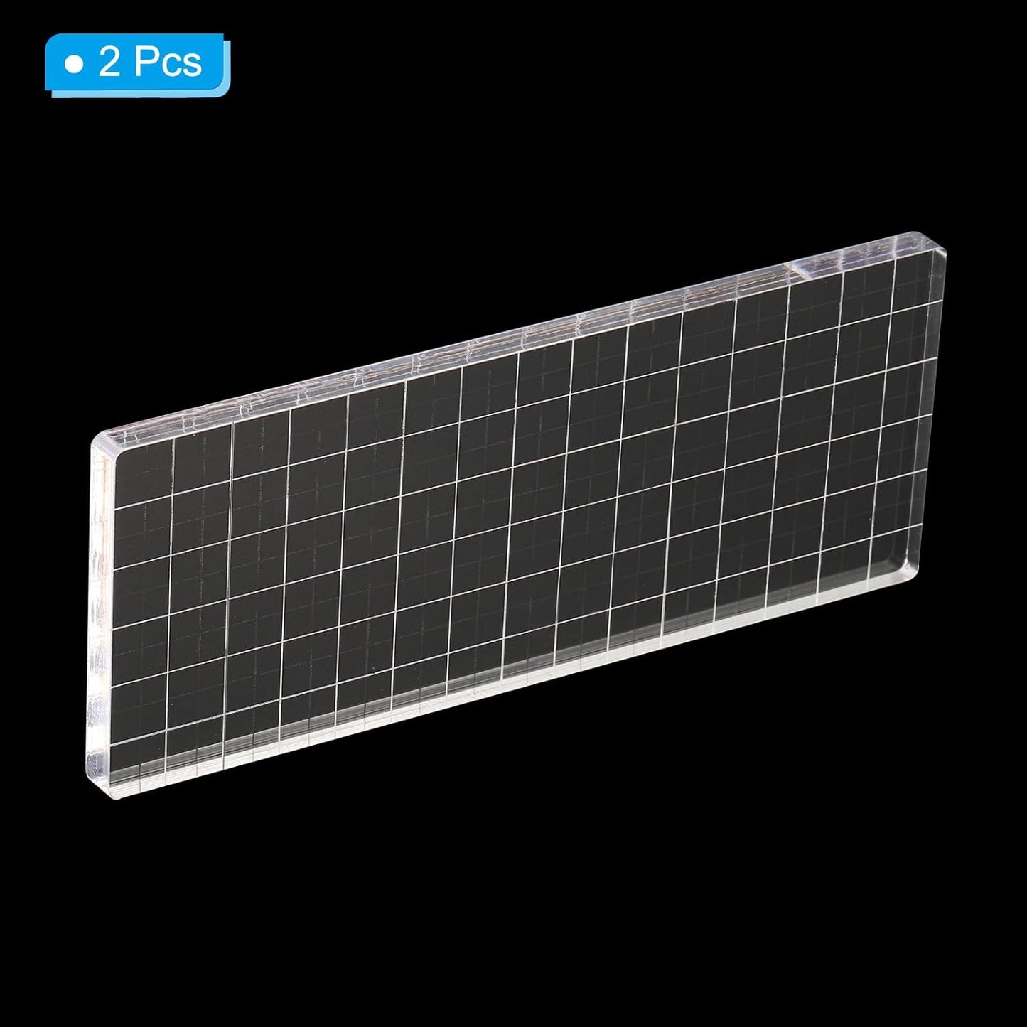 PATIKIL 6" x 3" Acrylic Stamp Block, 2 Pack Clear Stamping Block with Grid Lines Decorative Mounting Blocks Square for Scrapbooking DIY Crafts Card Making