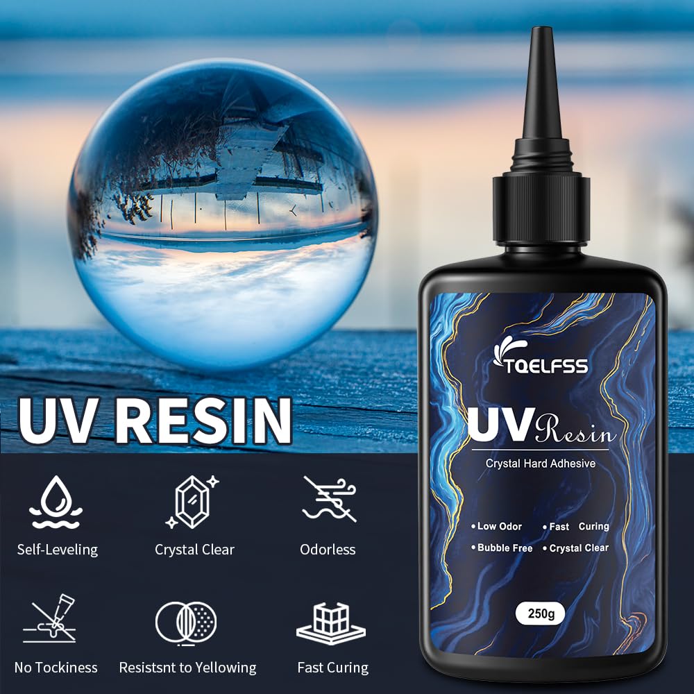 UV Resin,1500g High Gloss & Clear & Solar Cure Sunlight Activated Glue Hard,UV Cure Resin for Casting,Coating & DIY Crafts（250g*6）