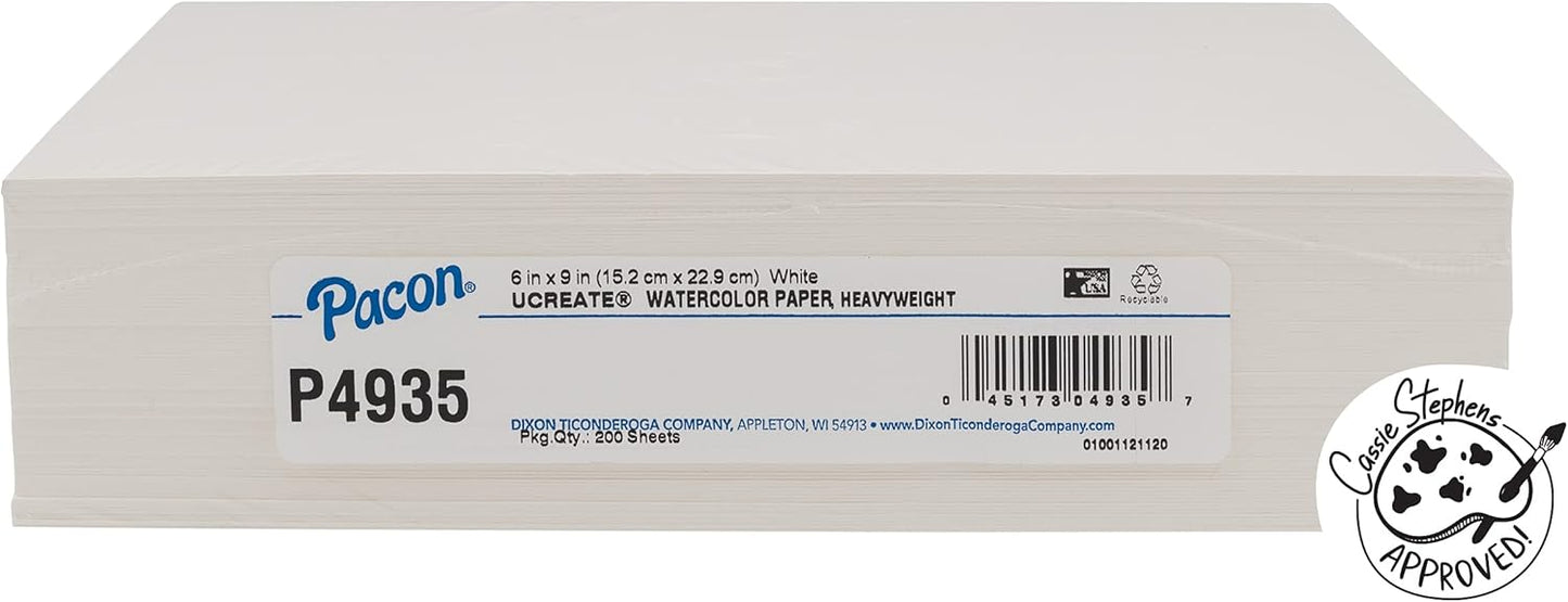 UCreate Watercolor Paper, White, 90 lb., 6" x 9", 200 Sheets