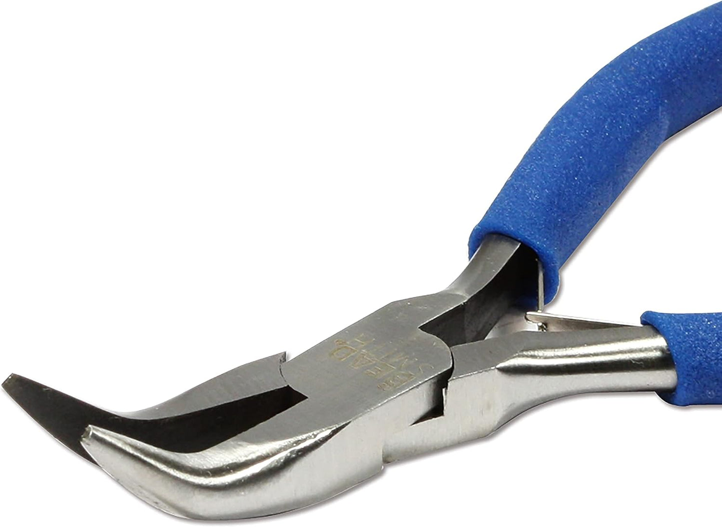 The Beadsmith Color-ID Bent Chain Nose Plier – 5 inches (127mm) – Blue Comfort Grip Handle – Polished Steel Head and Double-Leaf Spring - Tool for Jewelry Making