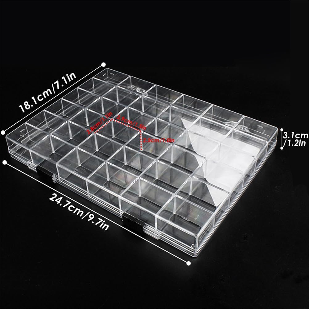 36 Grids Clear Plastic Organizer Box, Craft Storage Container for Beads Organizer, Art DIY, Crafts Jewelry Storage, Fishing Tackles, Rock Collection, 2 Pack