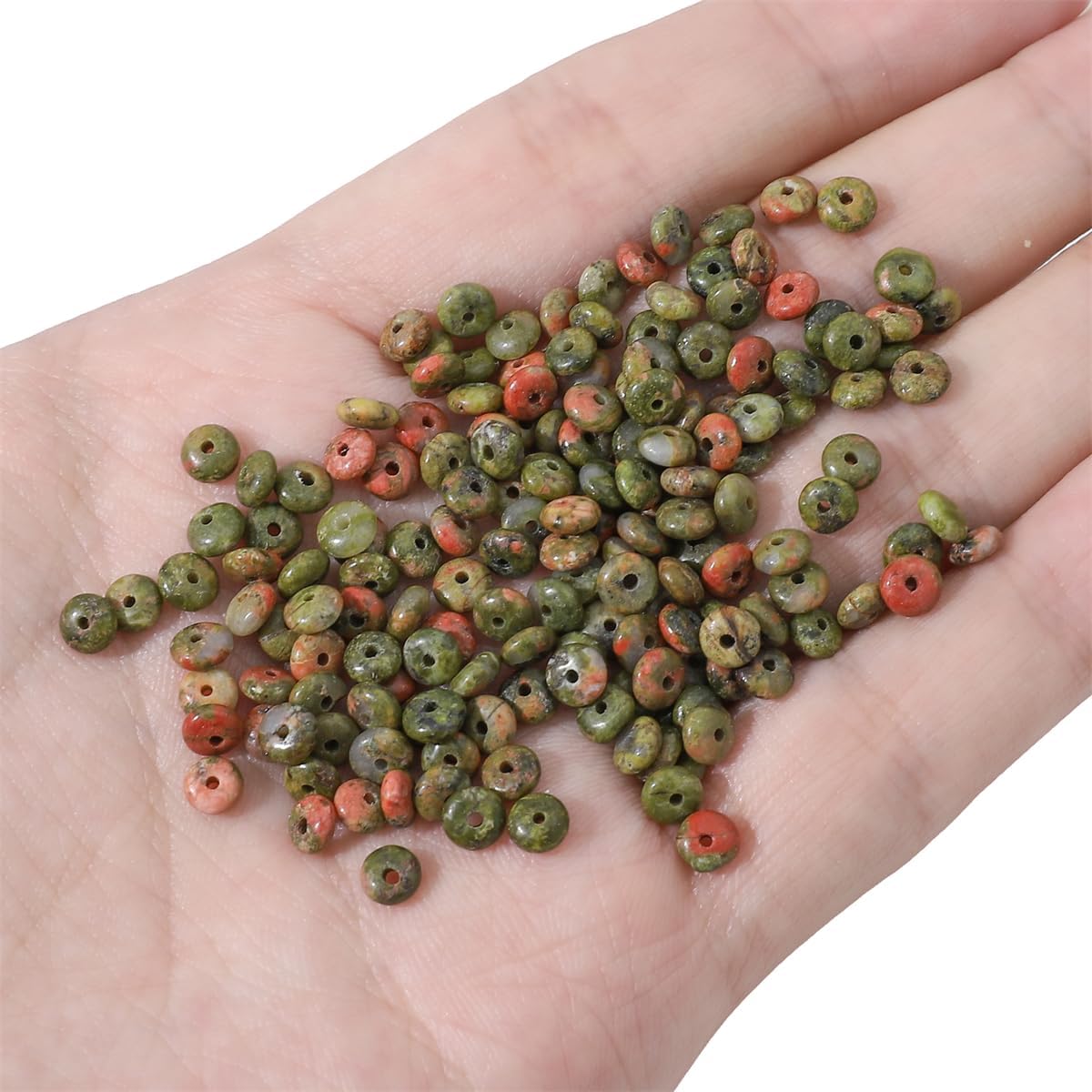 Natural Unakite Disk Stone Beads 4x2mm 160pcs Rondelle Loose Semi Gemstone Beads for Jewelry Making Design