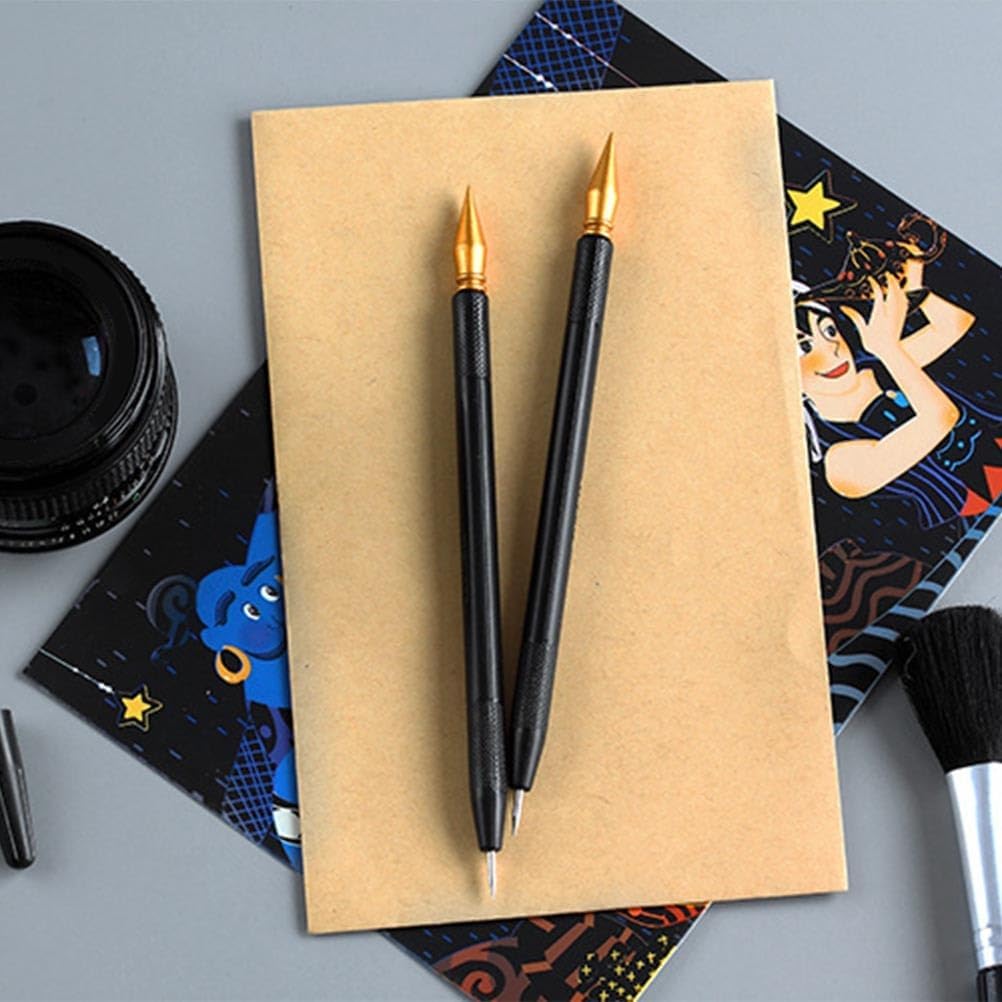 EXCEART 5 Pcs Sleek Shape Scratch Painting Pens Scraping Pen Paint for Kids Tools for Kids Paper Art Tool Kids Tools Scratch Pen Stylus Pens Multifunction Scraper Set