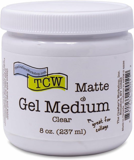 The Crafter's Workshop Matte Gel Medium for Acrylic Paint - Dimensional Clear Texture Paste for Stenciling & Mixed Media Art - Boutique Quality, 8 oz Jar