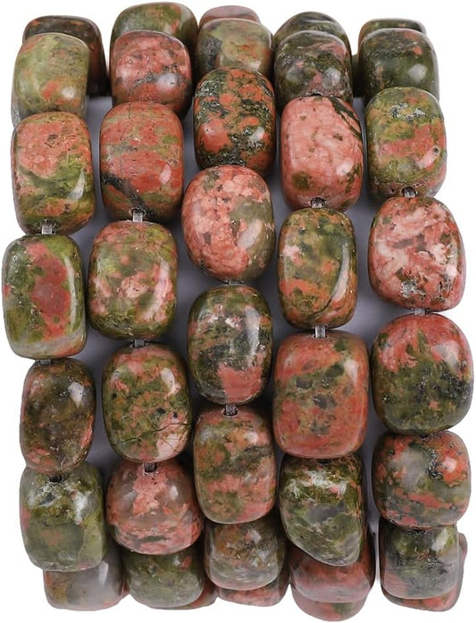 Natural Unakite Cuboid Stone Loose Semi Gemstone Beads for Jewelry Making 8mmx12mm 38cm/Strand
