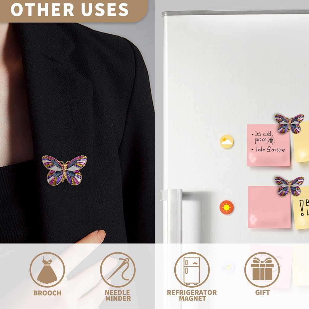 Needle Minder Magnet, Magnetic Needle Minder, Needle Minders Magnetic Cross Stitch Accessories, Magnetic Needle Holder, Life Tree, Butterfly, Cats, Owl, Heart (Butterfly)