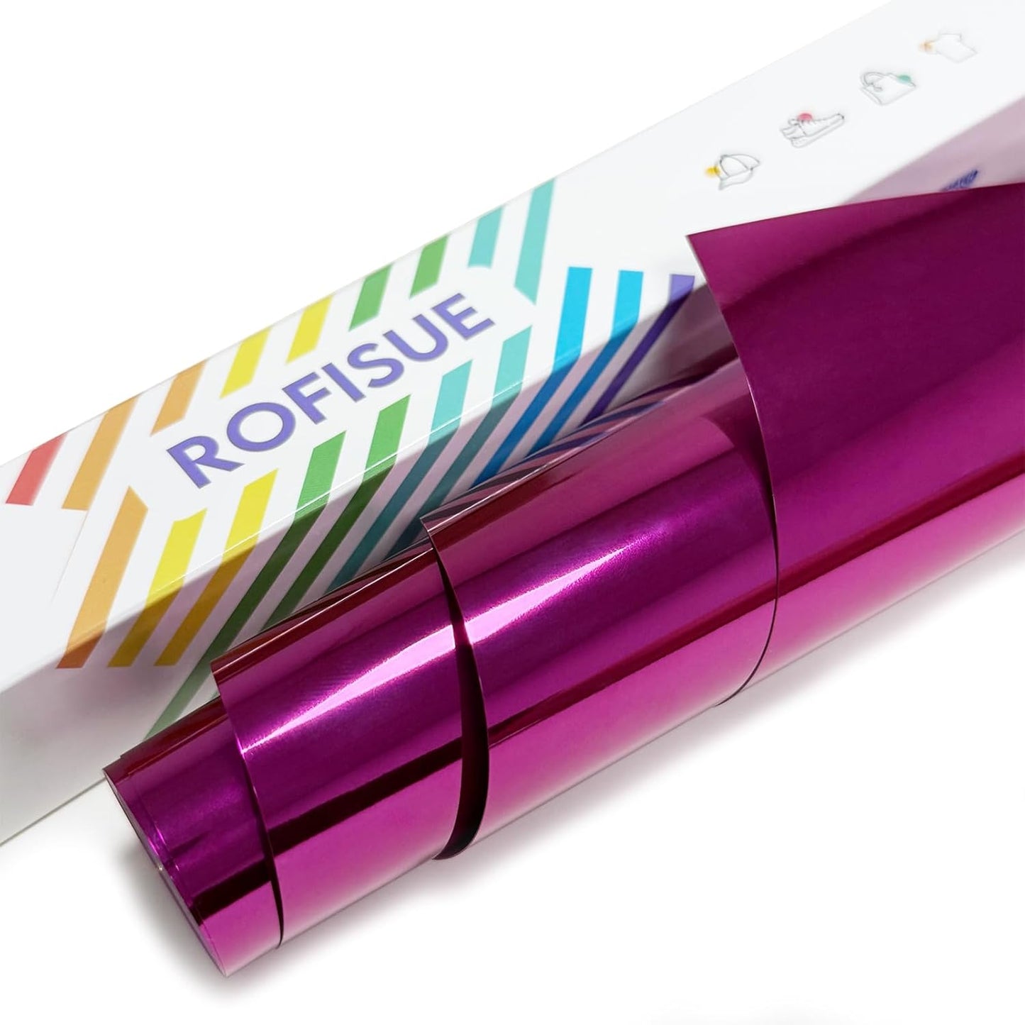 ROFISUESheet MetallicFoil HeatTransferVinyl Metallic Rose, 12Inch*6Ft BundleChrome HTV VibrantColors for Stunning T-Shirt DesignsPerfect forDIY (Metallic Rose, 12Inch*6Ft)