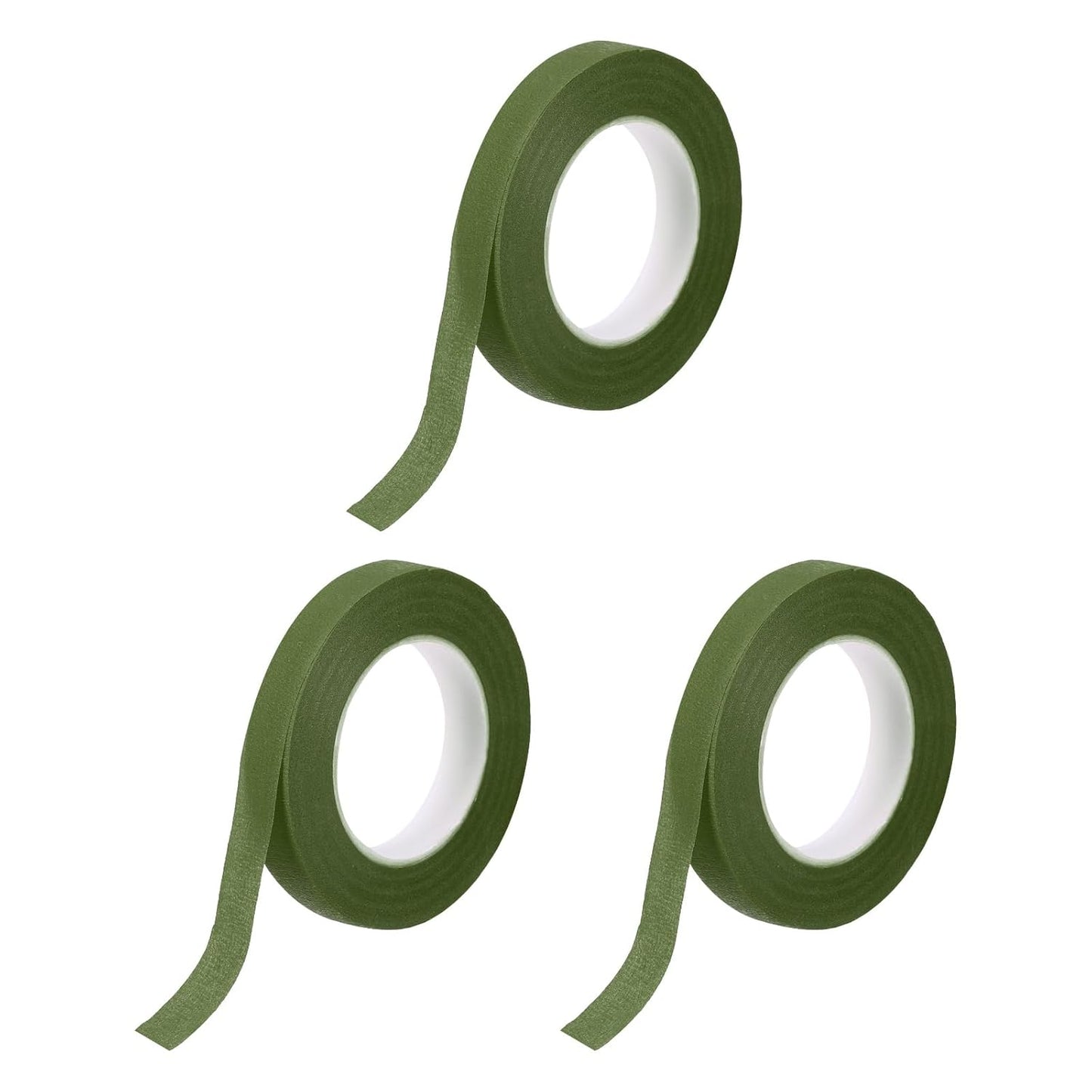 MECCANIXITY 3 Rolls Floral Tapes, 30 Yard x 1/16 in Florist Crepe Flowers Bouquets Tape Adhesive Waterproof for Flower Arranging Wrapping, Grass Green