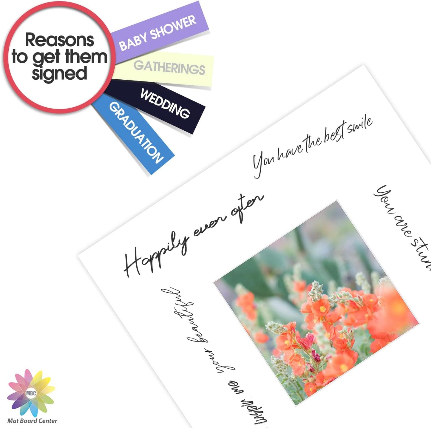 Mat Board Center, Pack of 10, 8x8 for 4x4 White Photo Picture Mats - Acid Free, 4-ply Thickness, White Core - for Pictures, Photos, Framing