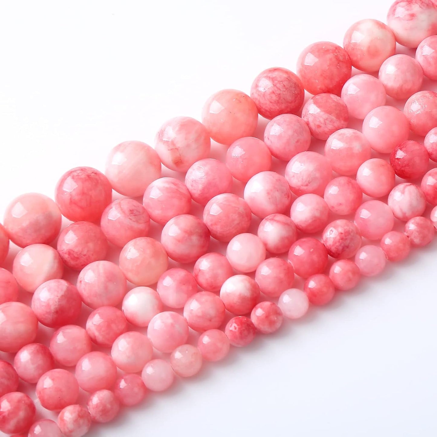 90pcs 4mm Natural Pink White Persian Jade Gemstone Beads Round Loose Spacer Beads for Jewelry Making DIY Bracelets Necklaces 15" (Pink Persian Jade, 4mm)