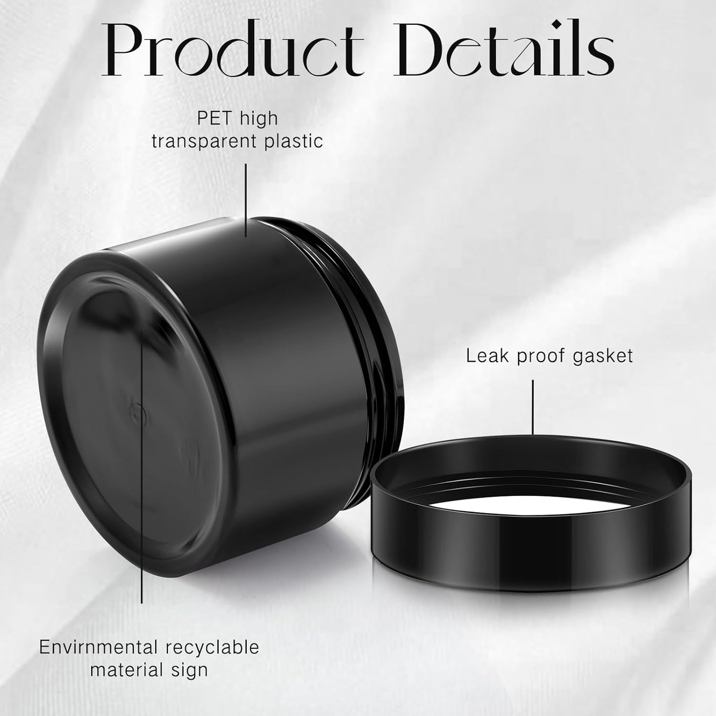 SATINIOR 12 Pack 6 oz Plastic Container Jars with Lids Round Clear Travel Cosmetic Container Slime Jar for Toiletries, Lotion, Cream, Ointment, Makeup, Rhinestone, Sample, Kitchen Storage(Pure Black)