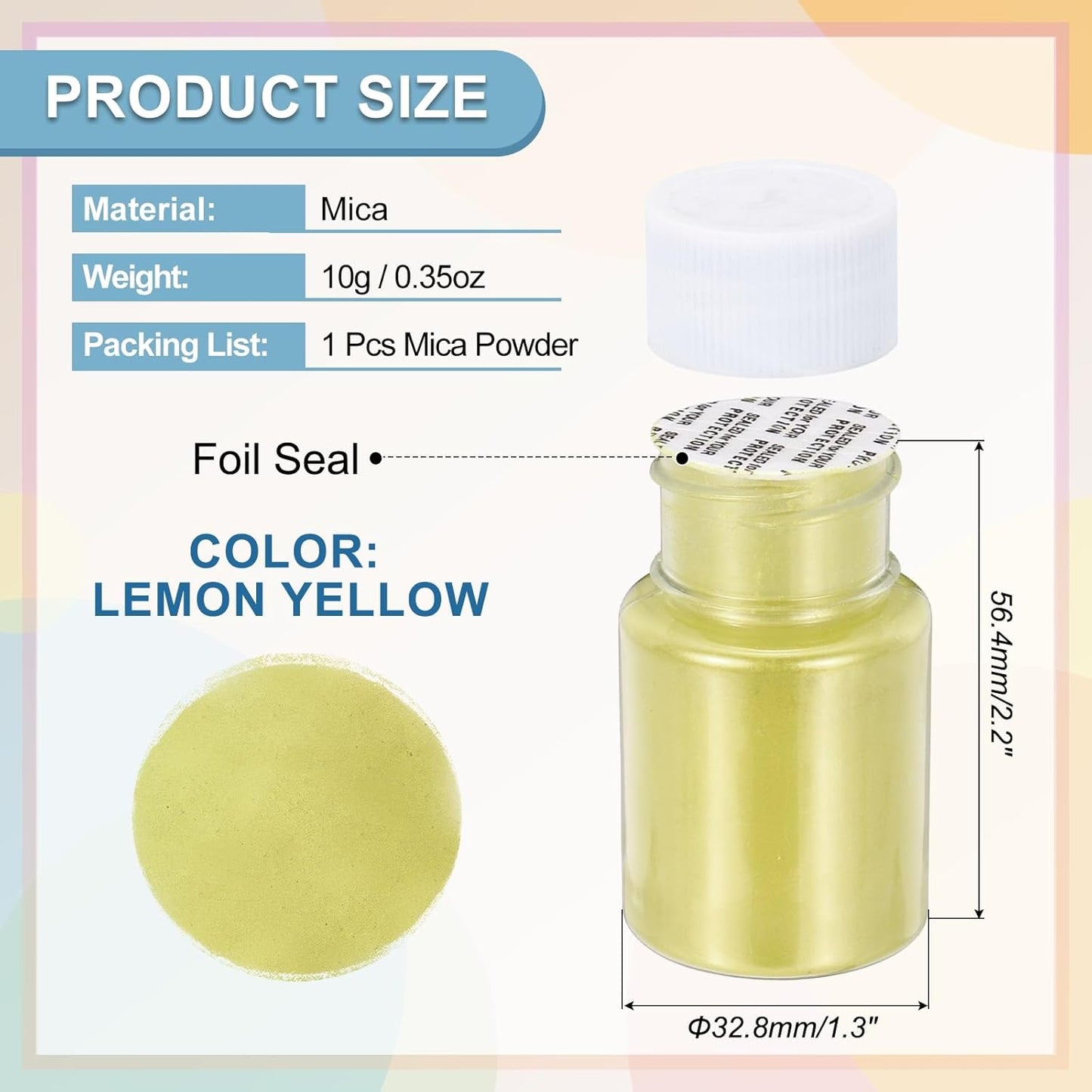 uxcell 10g/0.35oz Cosmetic Grade Mica Powder, 600 Mesh Mica Powder Natural Resin Epoxy Pigment Powders for Casting Resin, Candle Dye, DIY Nail Polish and Lip Gloss, Lemon Yellow