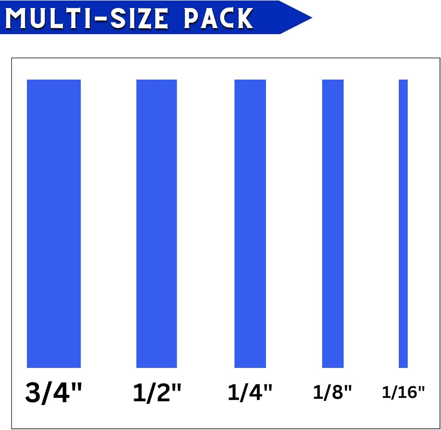 5 Rolls Pinstripe Tape - Masking Tape 1/16", 1/8", 1/4", 1/2", 3/4" - Thin Painters Masking Automotive Tape for DIY, Car, Auto, Paint, Art, Tumblers (Blue)