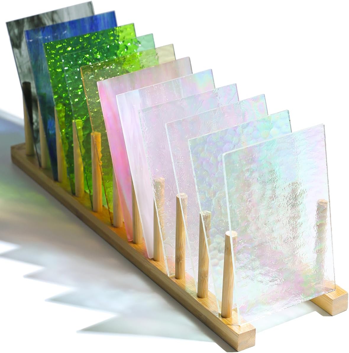 50 Transparent Stained Glass Sheets Bulk, Variety Colors Textured Cathedral Art Glass Sheets for DIY Mosaic Crafts, 4”x6” Vibrant Colored Glass Tiles Pieces for Home Decor