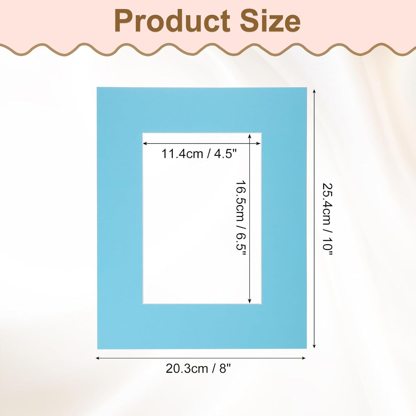 Picture Mats, 8 x 10 for 5 x 7 Pictures Acid Free White Core Bevel Cut Frame Mattes for Display Art Measuring, Sky Blue