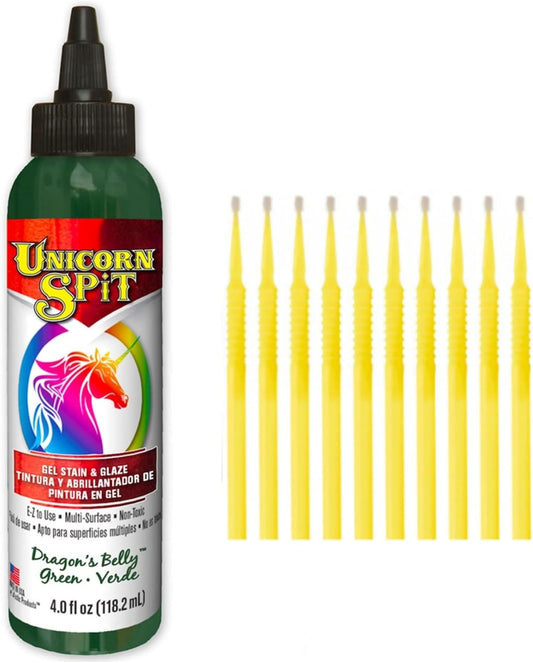 Unicorn SPiT Gel Stain and Glaze in One - Dragon's Belly 4 oz. Bottle Detail Sticks