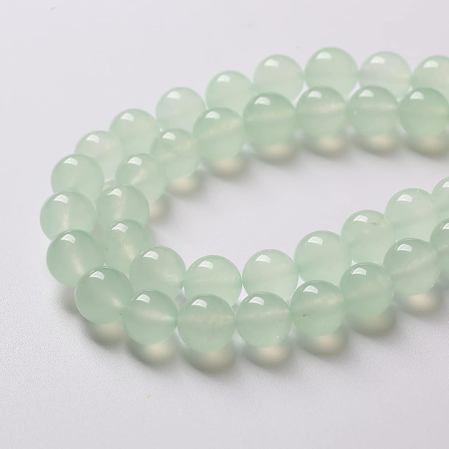 6mm 60pcs Natural Green Jade Chalcedony Beads Energy Healing Power Stone Beads for Jewelry Making Round Loose Beads DIY Bracelet 15" (Green Jade, 6mm)